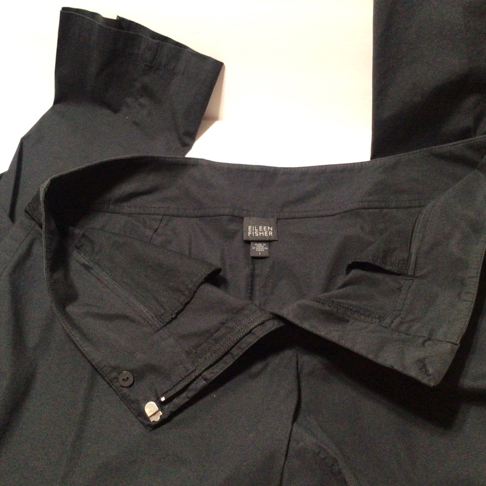 Eileen Fisher Black Nylon/Cotton Long Straight Leg Pants Size L